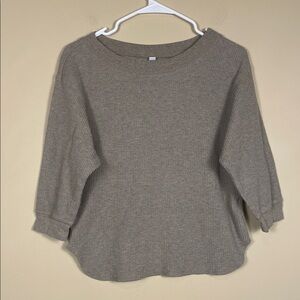 Uniqlo Women’s Gray Waffle Knit 7/8 Sleeve Casual Comfy Loungewear Shirt